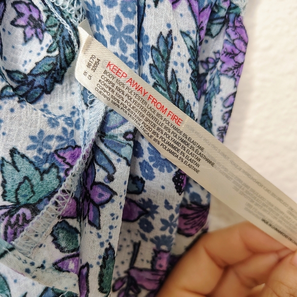 Free People Women's Purple and Blue Floral Croptop Babydoll Camisole Sz L NWOT - Picture 12 of 12